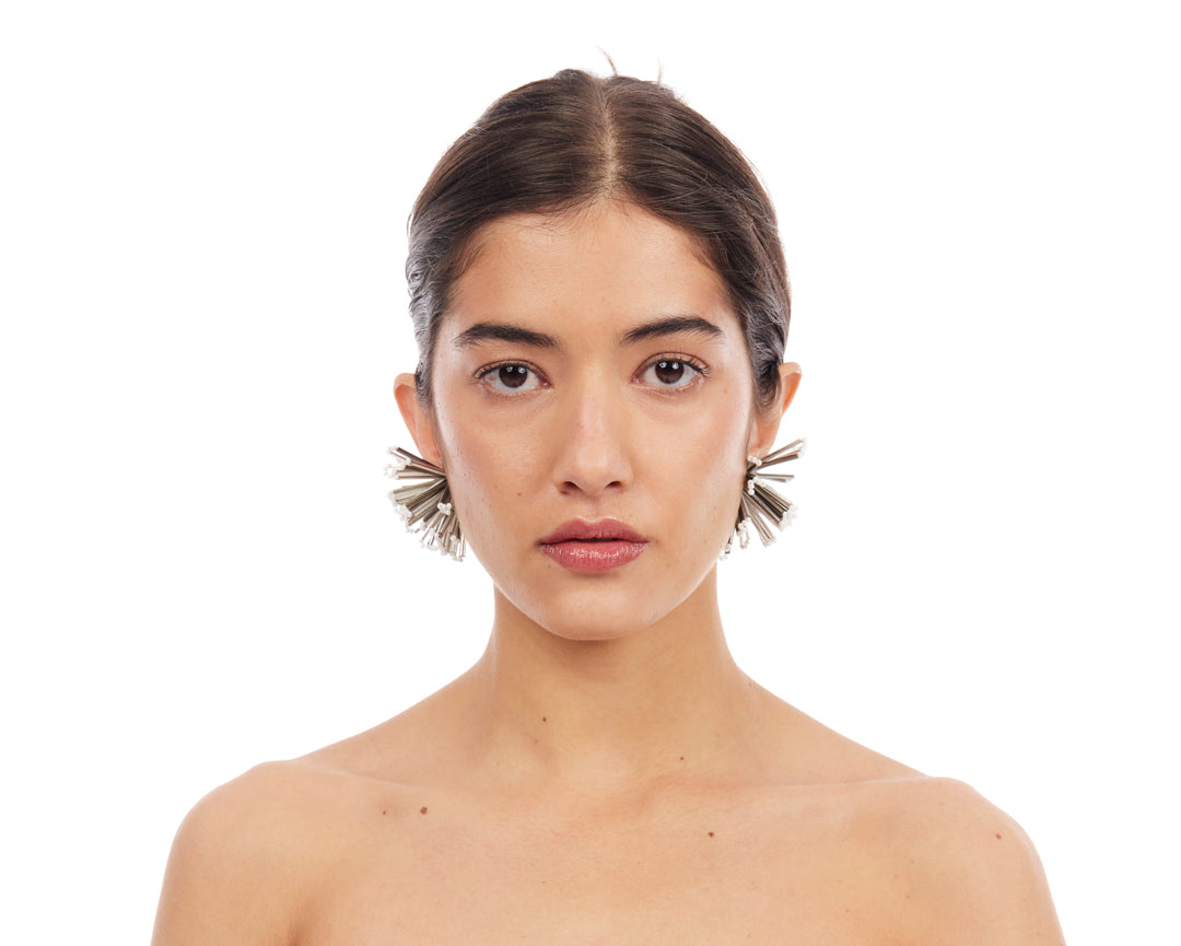 Dandelion Bloom Earrings - Silver