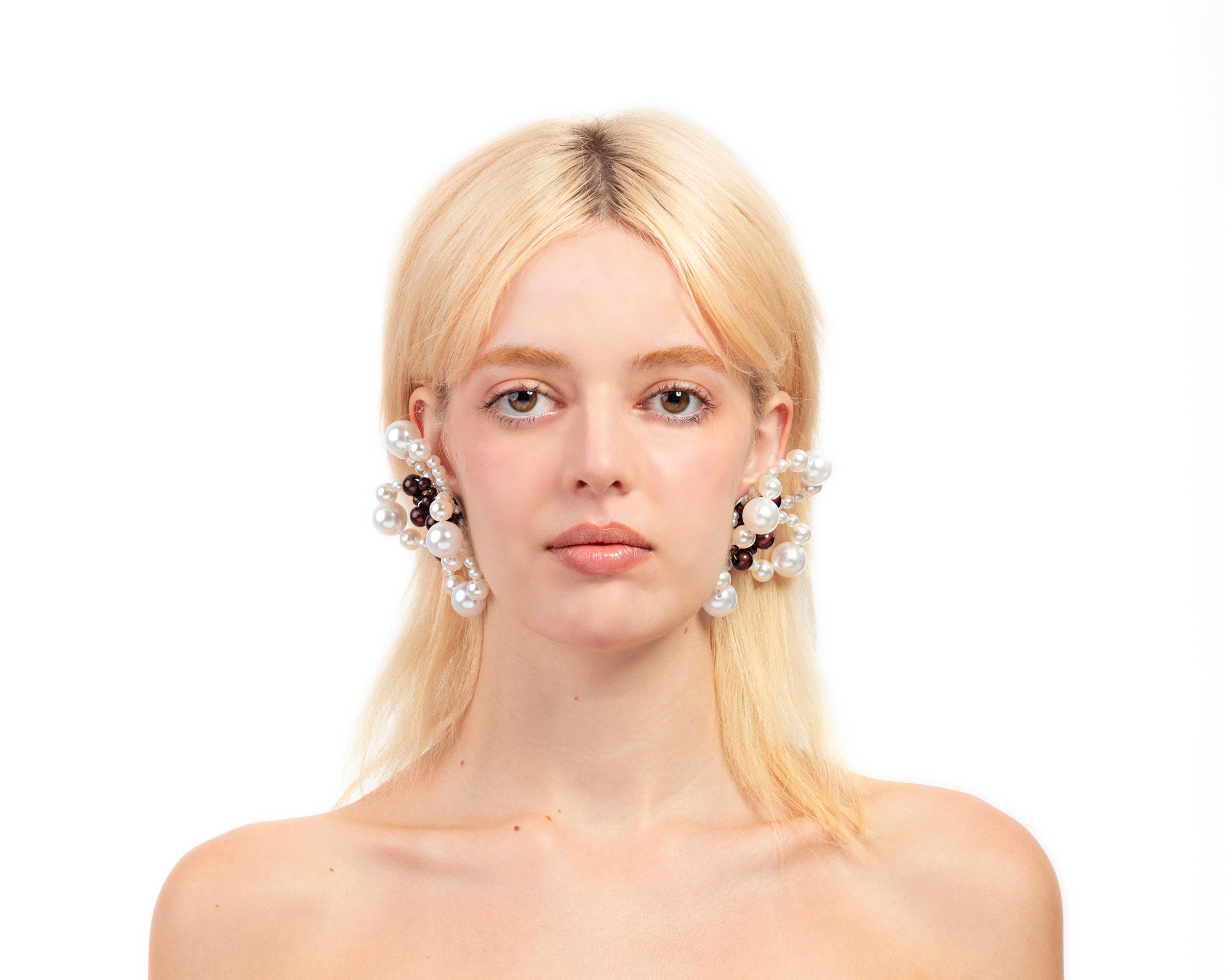 Candy Earrings - Pearl/ Reflective Brown