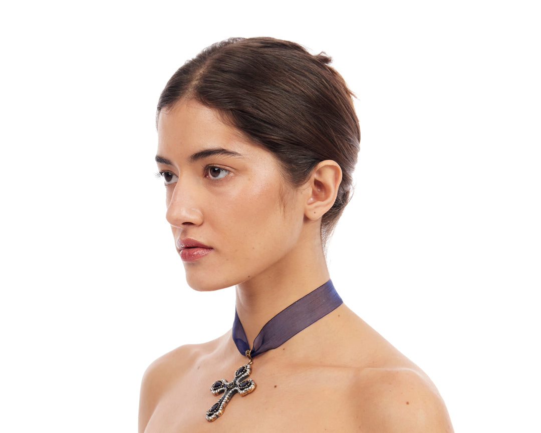 Midnight Prayer Choker - Dark Blue