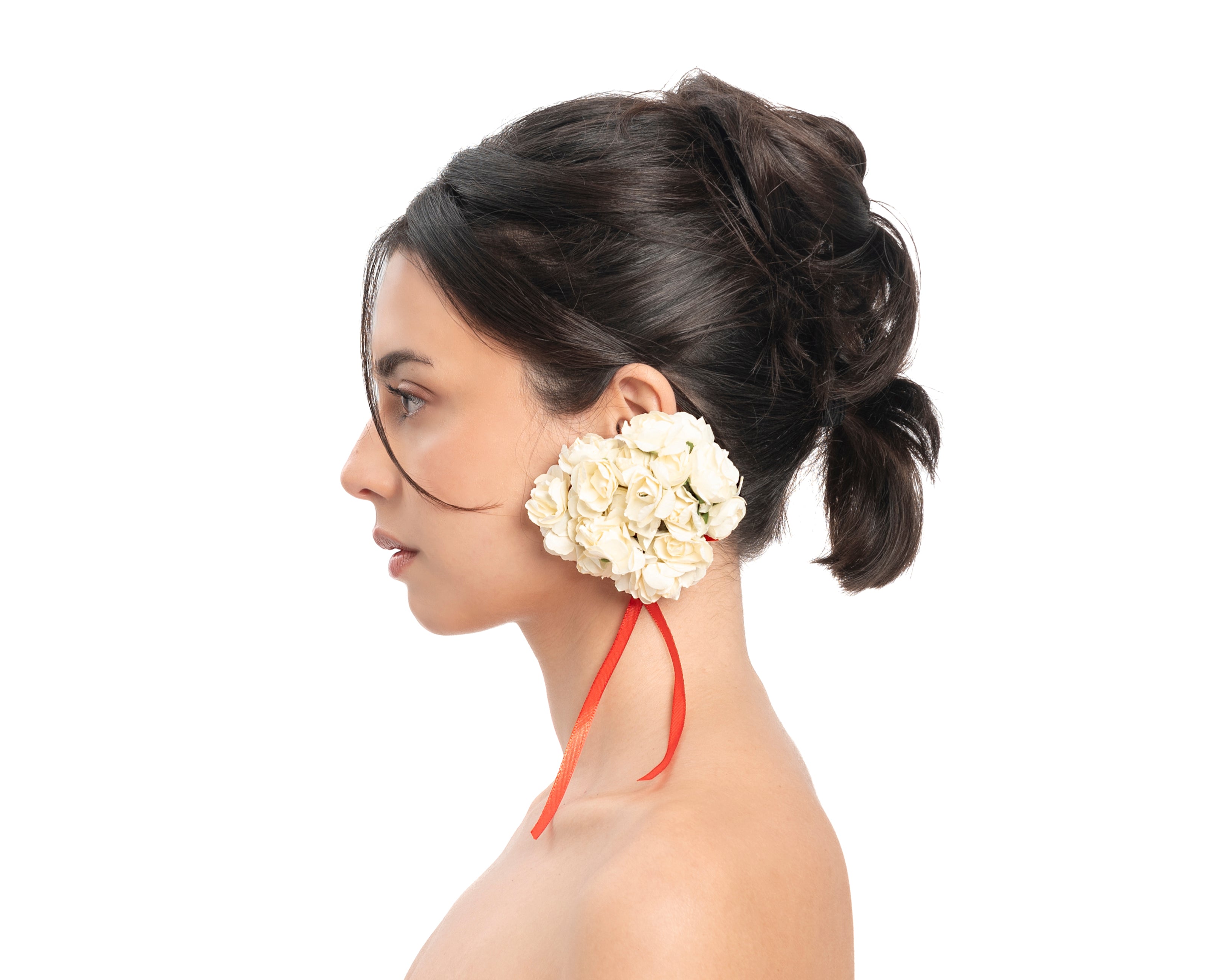 Wedding Bouquet Earrings - White