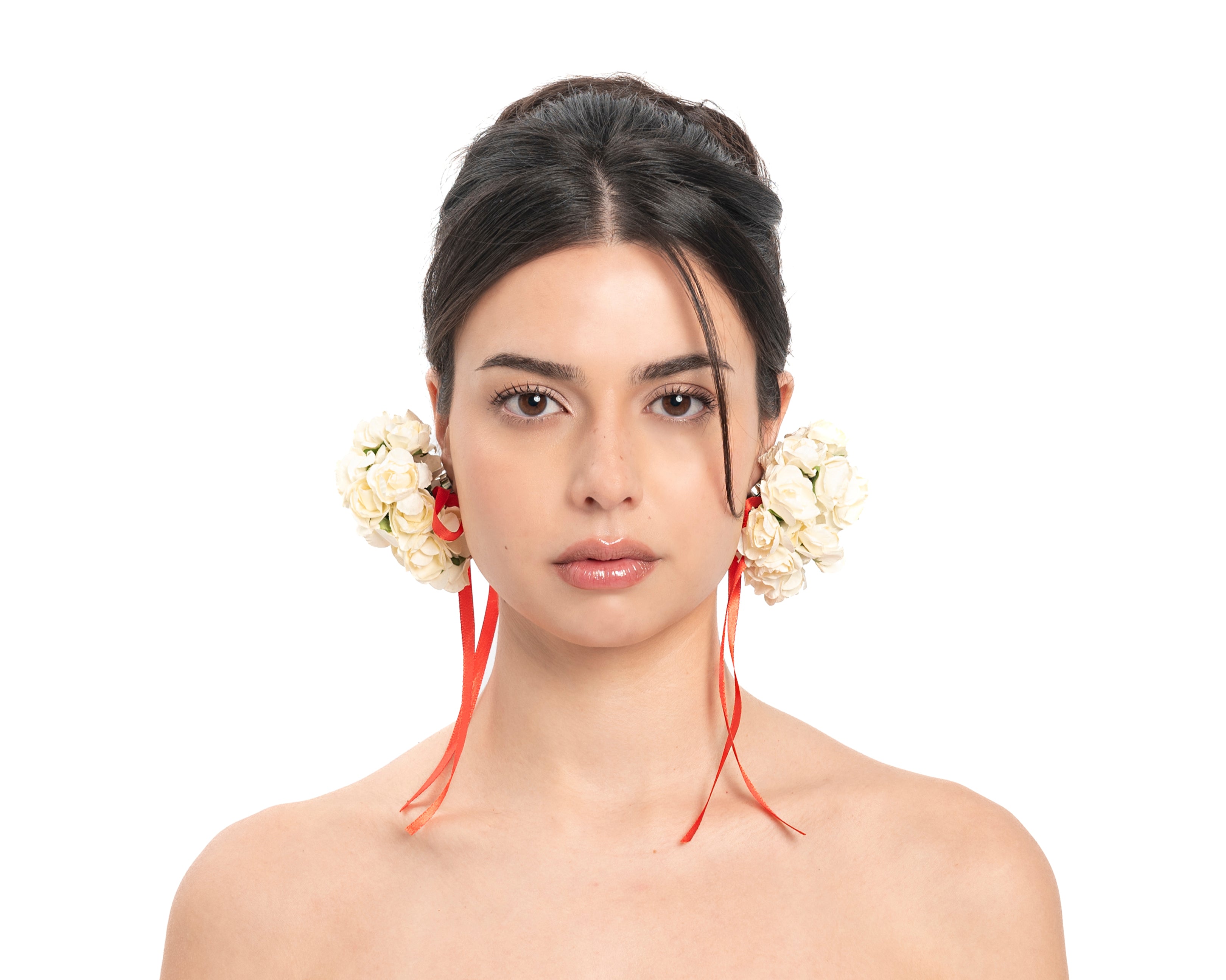 Wedding Bouquet Earrings - White