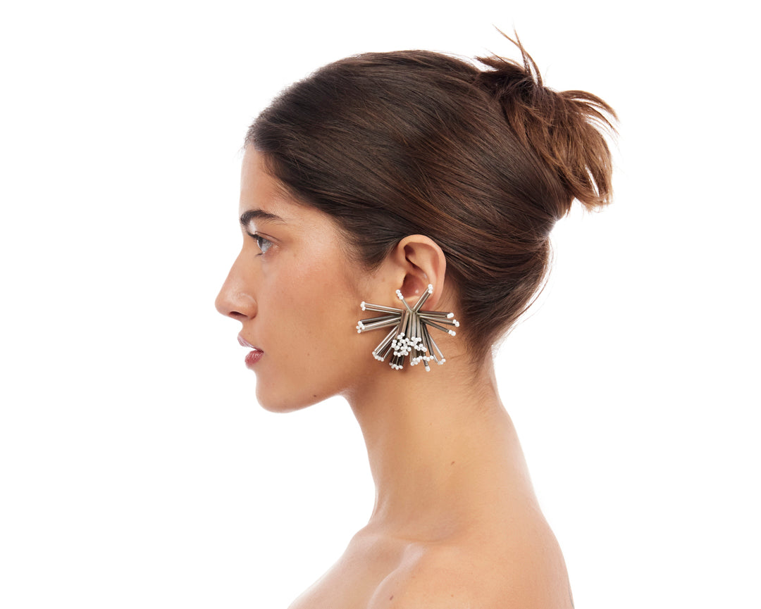 Dandelion Bloom Earrings - Silver