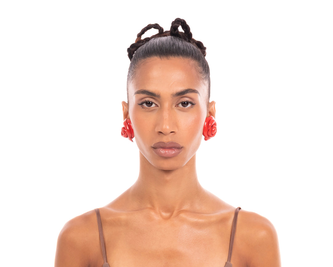 Sacred Rose Earrings Red