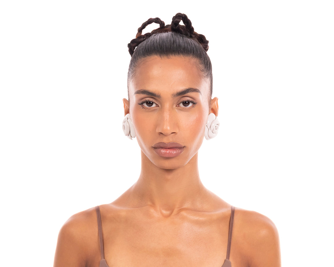 Sacred Rose Earrings White