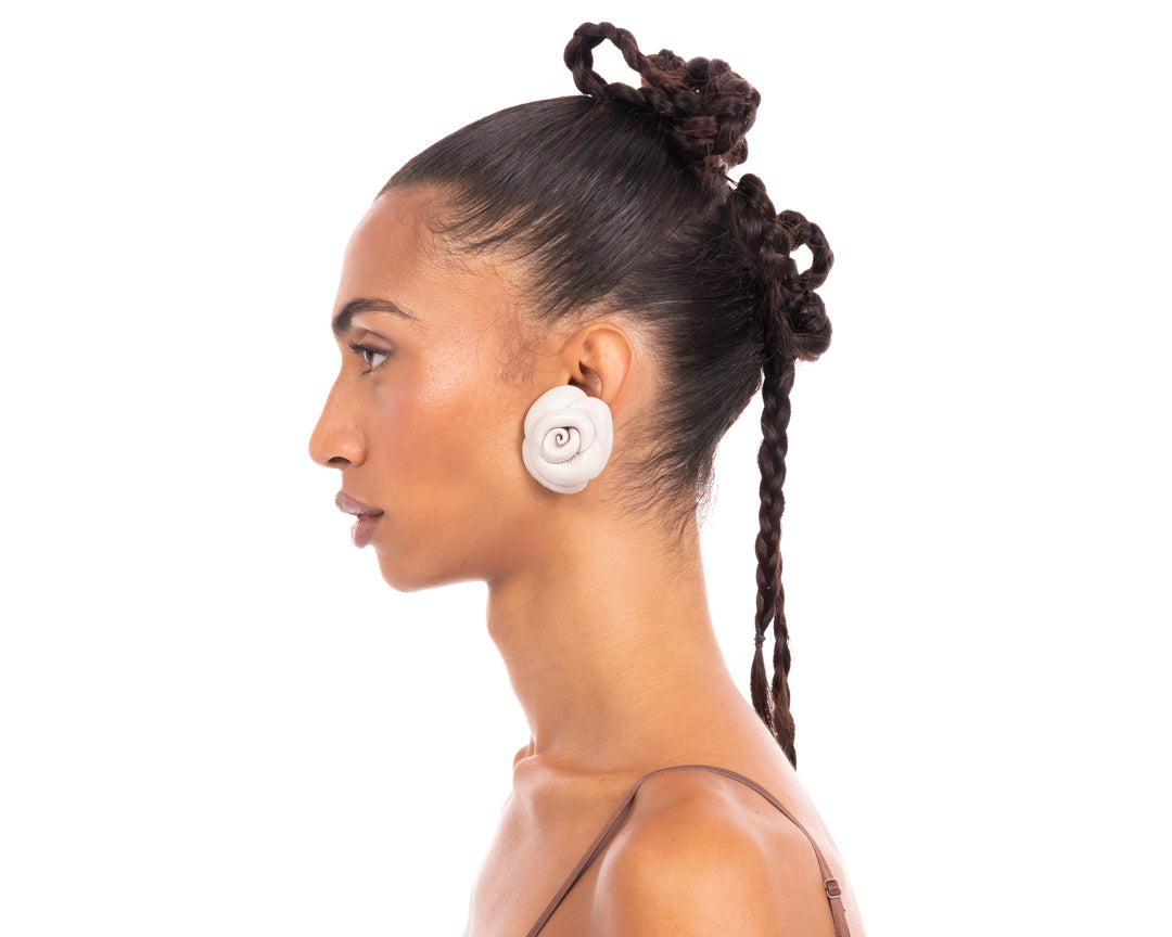 Sacred Rose Earrings White