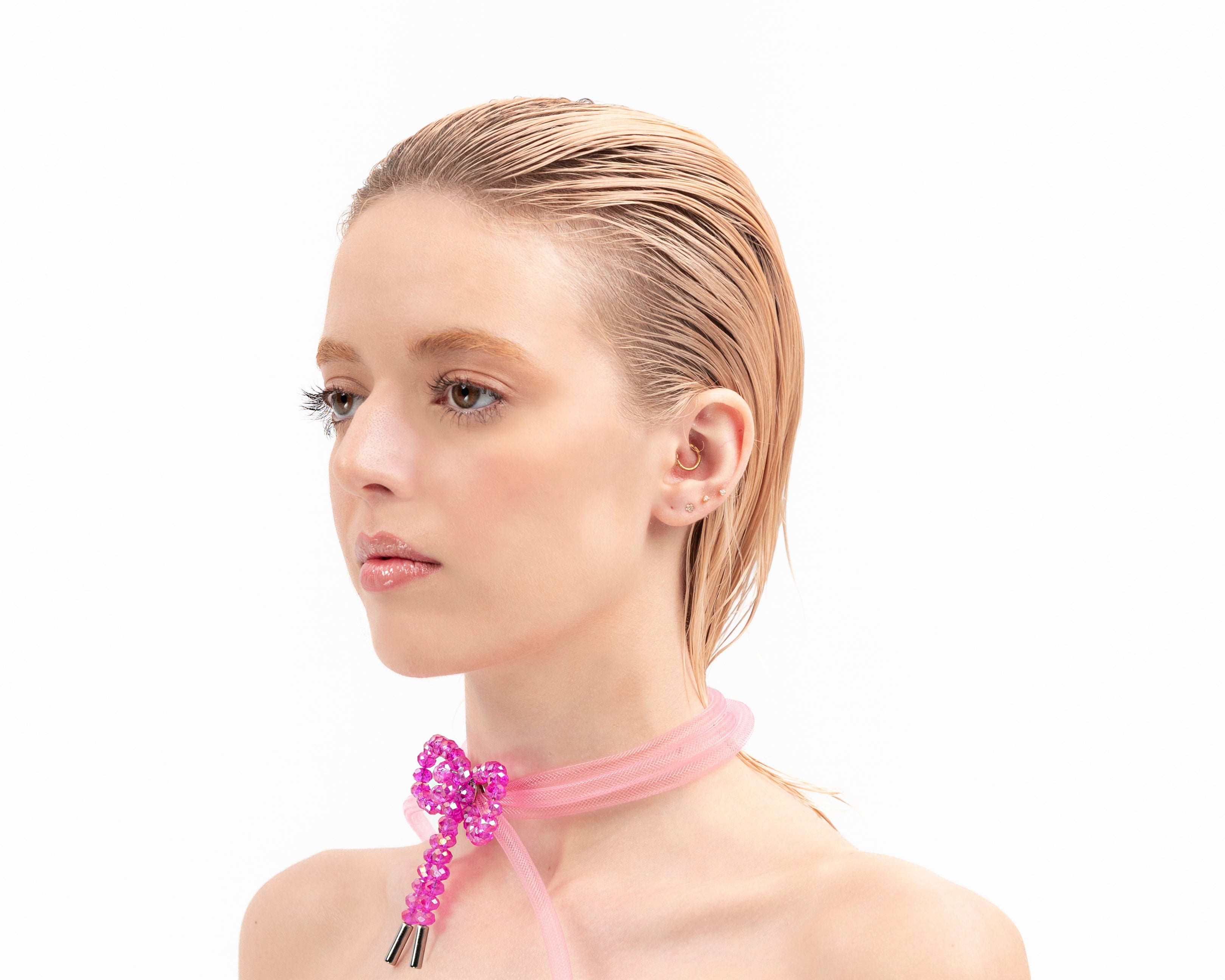 Lady Ribbon Choker - Pink
