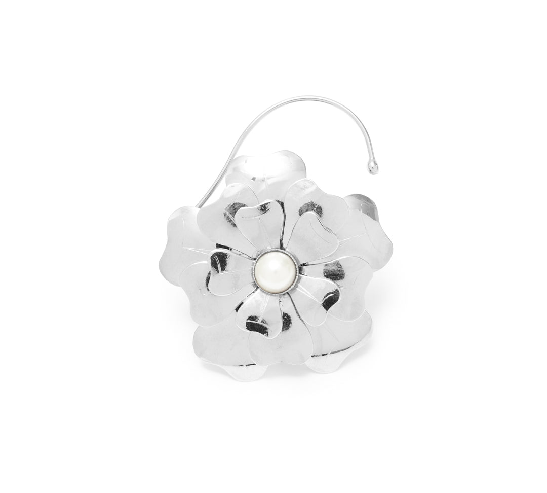 Solitary Bloom Earcuff - Silver