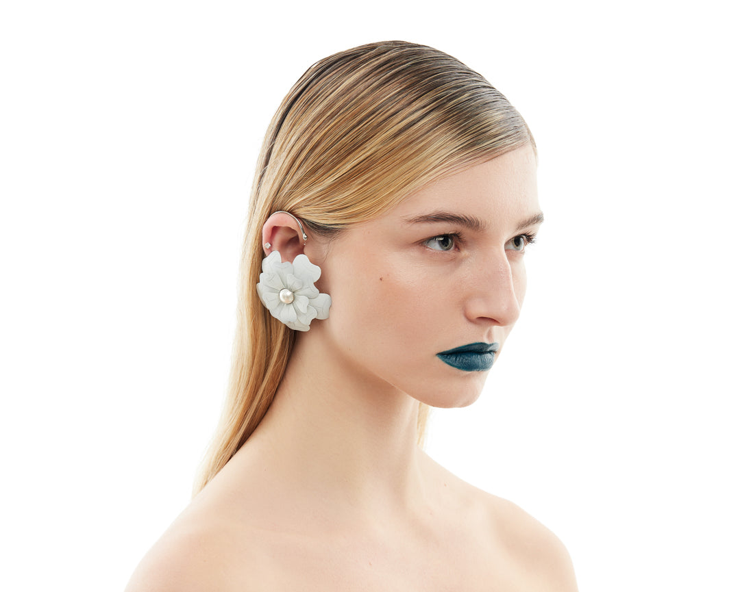 Solitary Bloom Earcuff - White