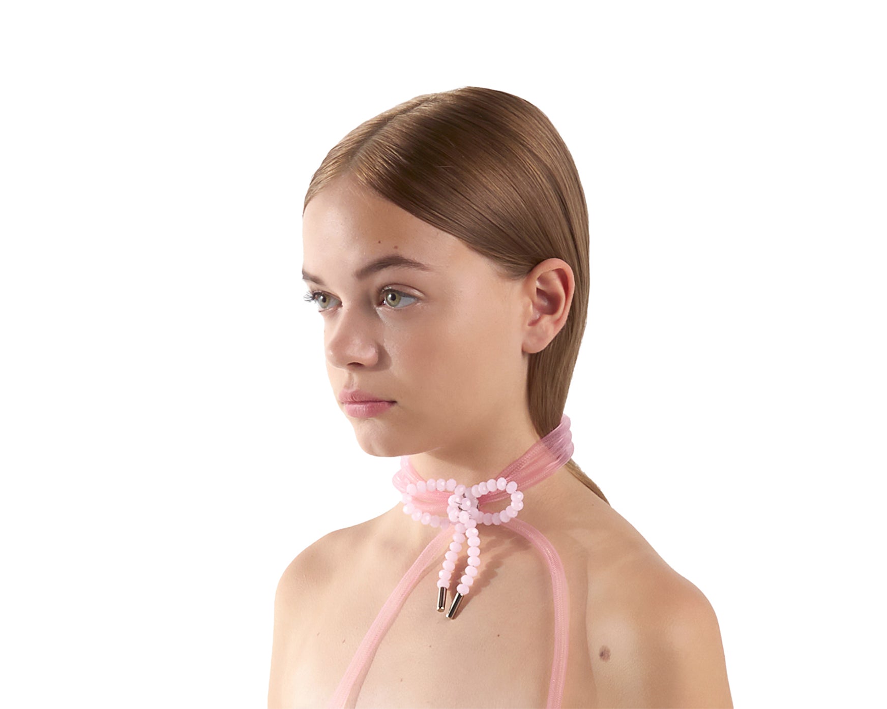 Lady Ribbon Choker - Pale Pink / Pink