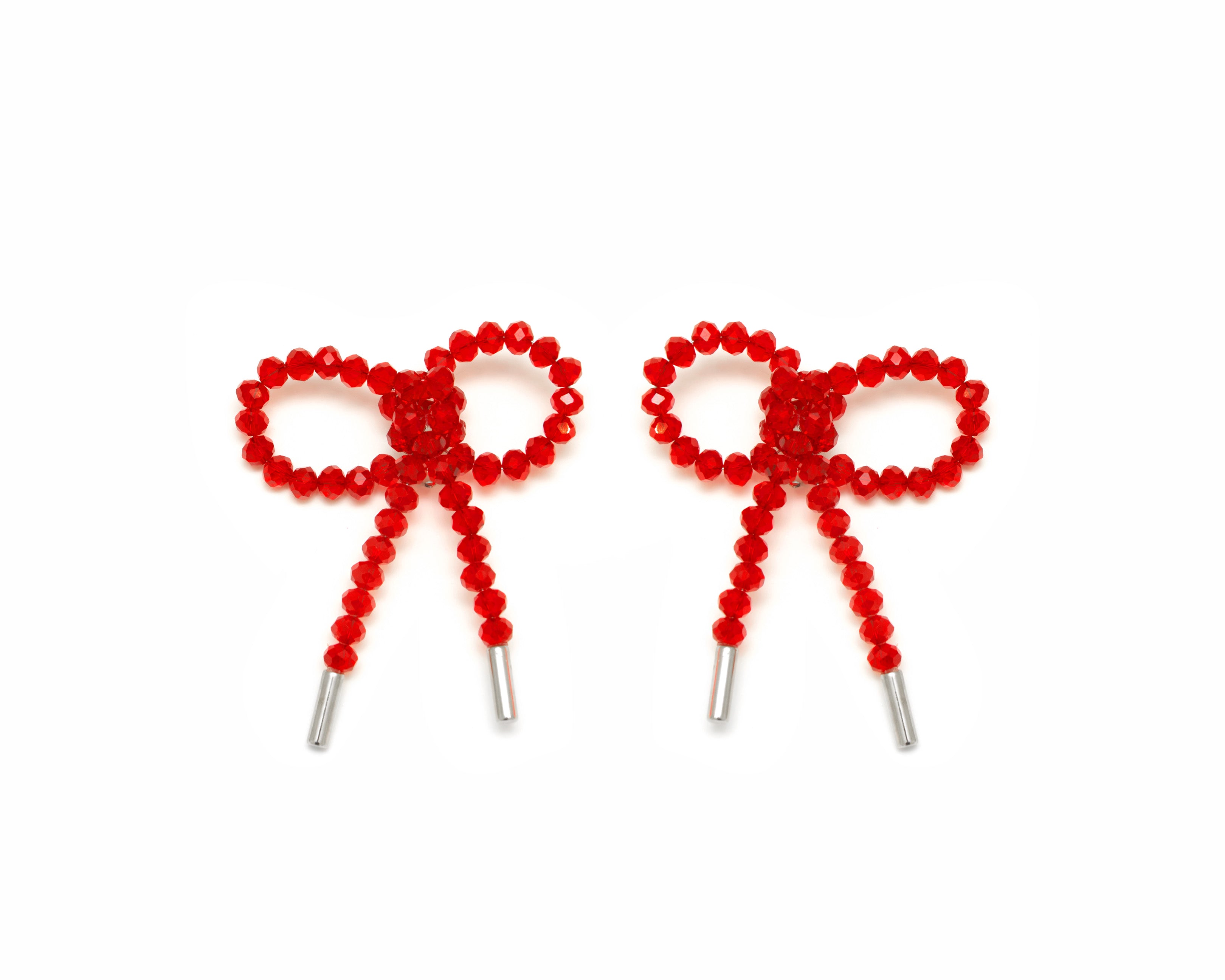 Lady Ribbon Earrings - Translucent Red